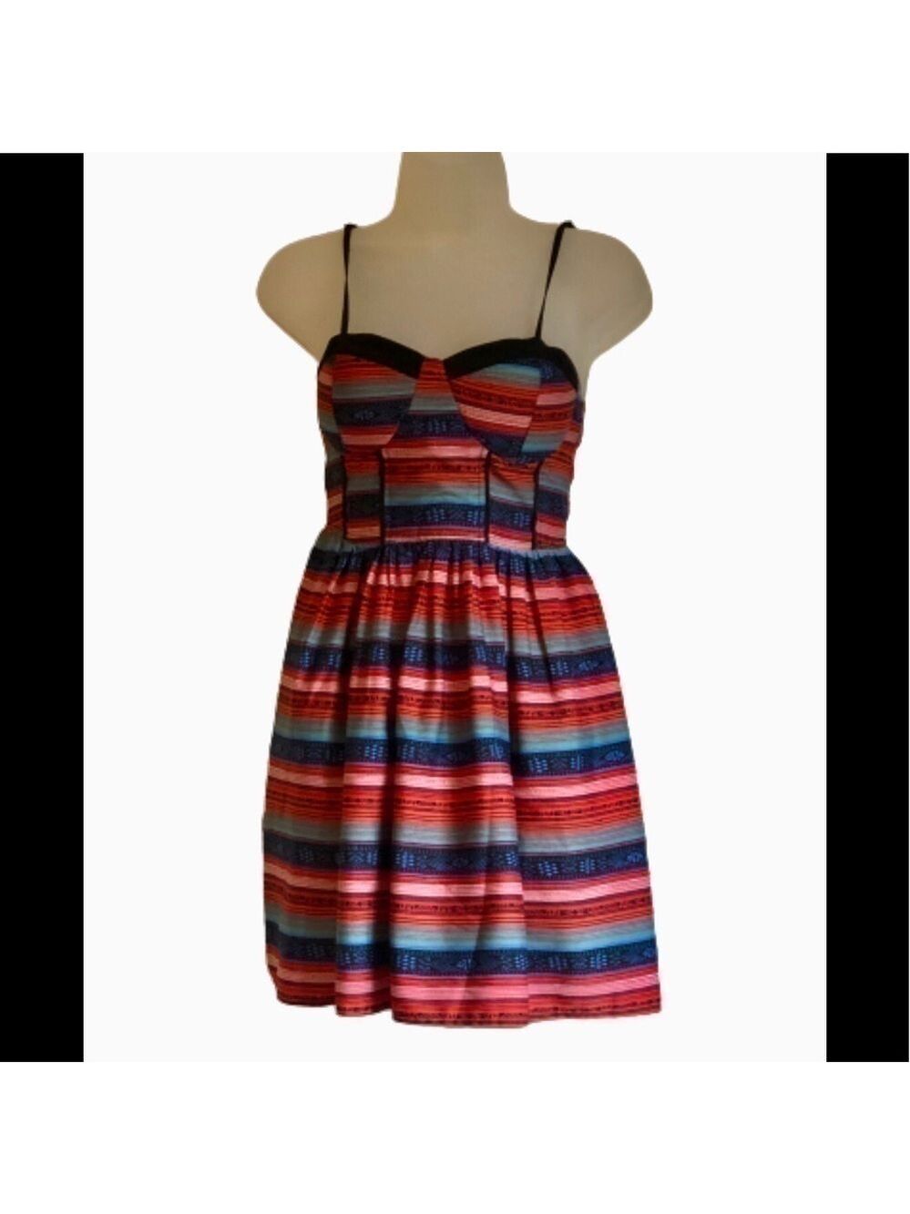 𝅺band of Gypsies tribal striped pleated smocked mini sundress xs
